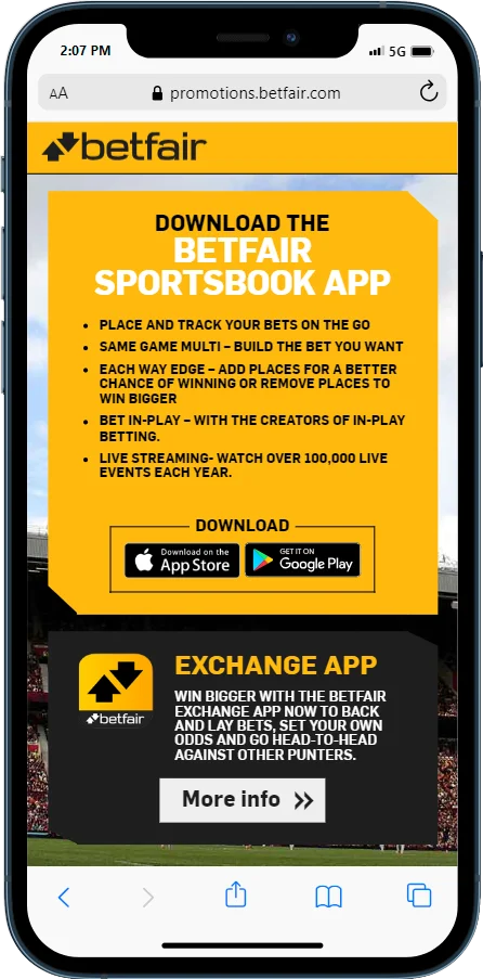 Betfair sportbooks app